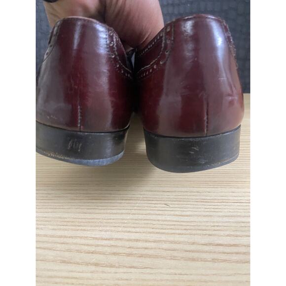 SALVATORE FERRAGAMO Burgundy All Leather Wingtip Oxfords Men\'s Shoes size 10D main image 6